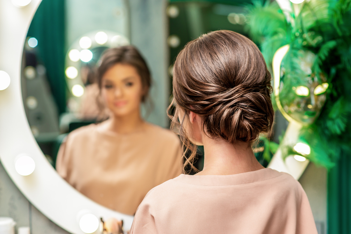 Woman with hairstyle.